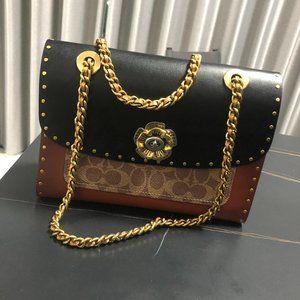COACH Women's Camellia Parker Rivets One shoulder Tote with diagonal Shoulder